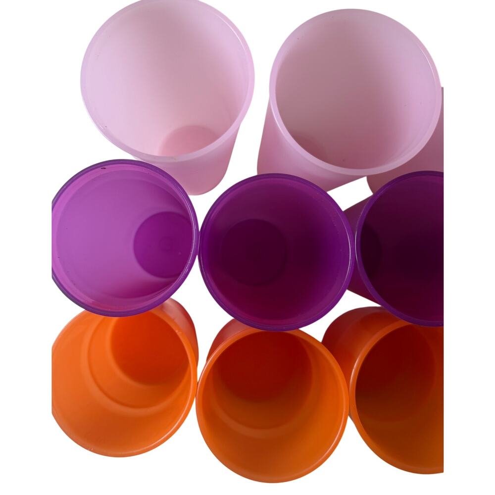 Vintage Tupperware Tumblers Lot of 11 Retro Plastic Cups Pink Purple Orange - Picture 2 of 7
